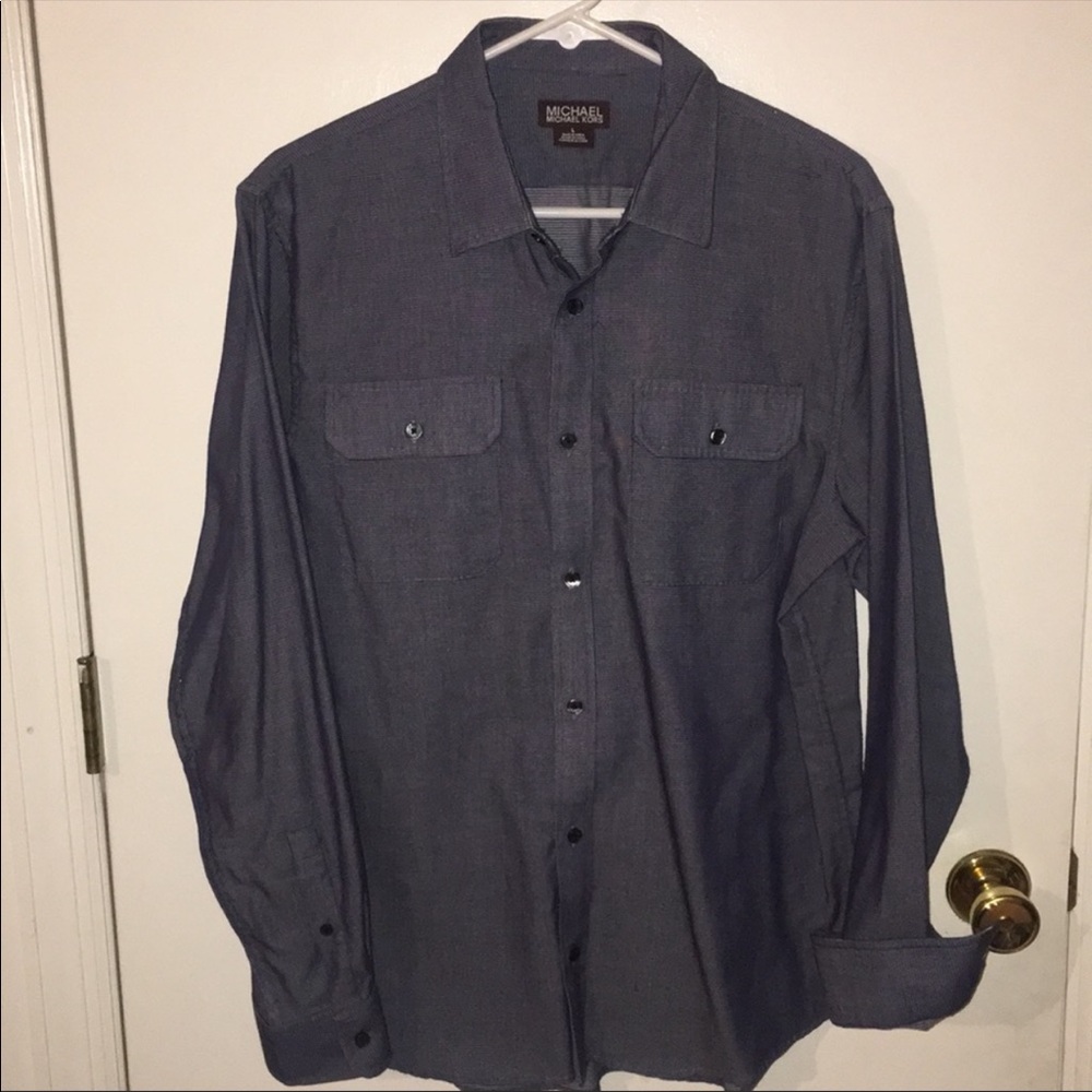 Michael Kors Blue & White Button Down Shirt (L)